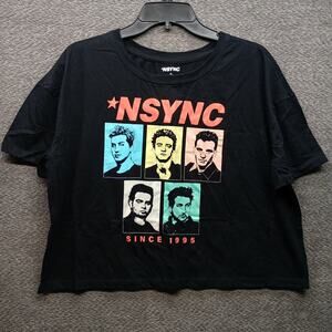 NSYNC Women Band Graphic Crop Cotton T-Shirt Black